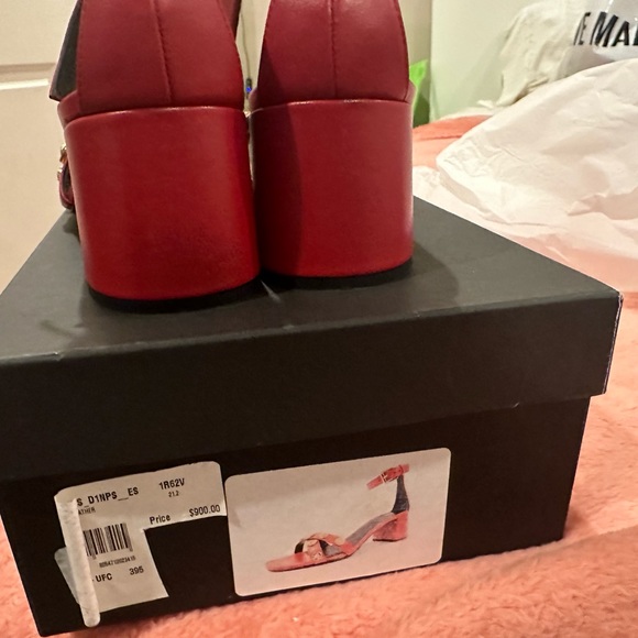 VERSACE SANDALS 👡 WOMEN LEATHER RED DARK RED - Picture 10 of 11